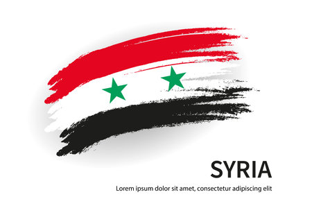 Flag of Syria in grunge style with brush strokes. vector illustration.のイラスト素材