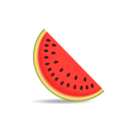 A slice of watermelon isolated on a white background. The concept of a healthy lifestyle and ripe fruits. vector illustrationのイラスト素材