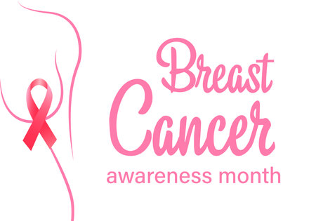 October breast Cancer awareness campaign. Creative vector illustration with a minimalistic concept for the Internet, social networks, advertising, cover, poster.のイラスト素材