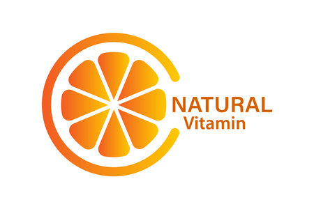 The concept of vitamin C, citrus fruits, healthy. Natural vitamin Vector illustration, abstract slice of orange in the form of the letter C.のイラスト素材