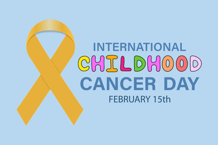 International Day against Childhood Cancer. February, 15. Template for background, banner, postcard, poster with text inscription and ribbon. Vector illustrationのイラスト素材