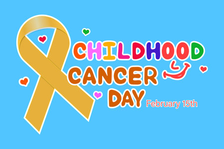 International Day against Childhood Cancer. February, 15. Template for background, banner, postcard, poster with text inscription and ribbon. Vector illustrationのイラスト素材