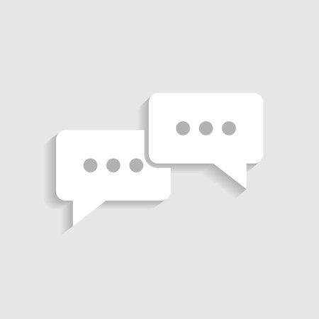 A 3D speech bubble symbol for social media chat, isolated on a light gray background. 3D comments, a mention in a thread, or a user's chat with social networks. 3D speech bubbles iのイラスト素材