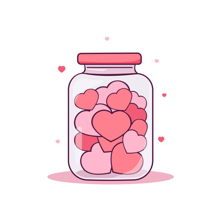 Cartoon jar with love hearts. Love, charity, donation, the concept of volunteerism.のイラスト素材