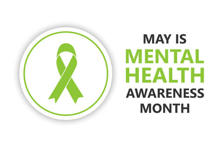 May is the month of mental health awareness. The concept of the holiday. Use a template with a text label and a standard color to decorate backgrounds, banners, posters, postcards,のイラスト素材