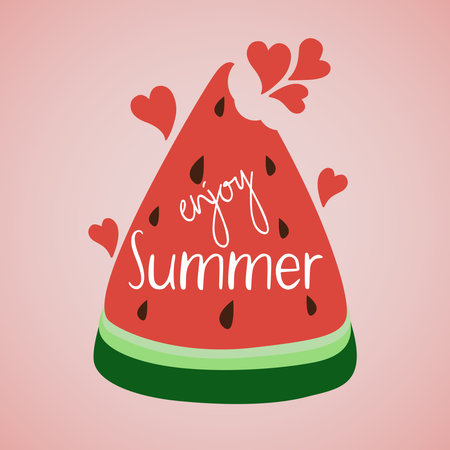 Enjoy the summer. A summer background template for social media, banner design, or watermelon poster.  Vector illustrationのイラスト素材