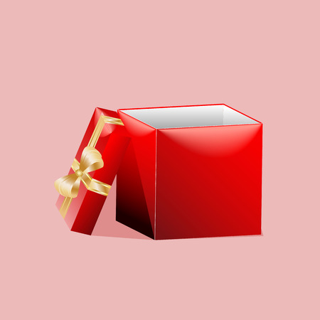 Bright gift box with golden bow and shadowのイラスト素材