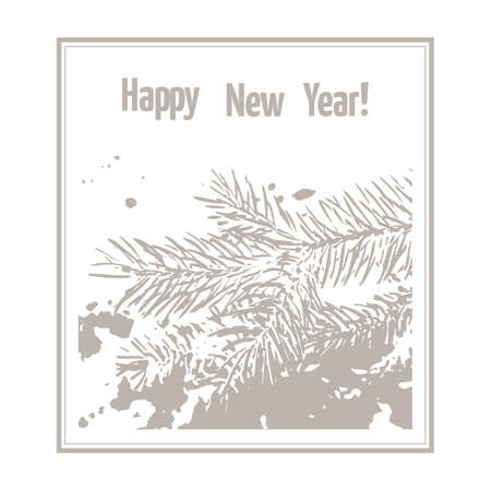 Merry Christmas and Happy New Year Landscape Greeting Card.のイラスト素材
