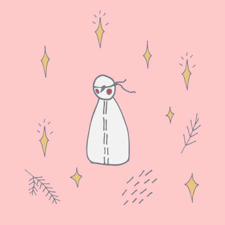 Doodle style, vector. Happy Winter Holiday. Holidays, winter, new year. christmas matching.のイラスト素材