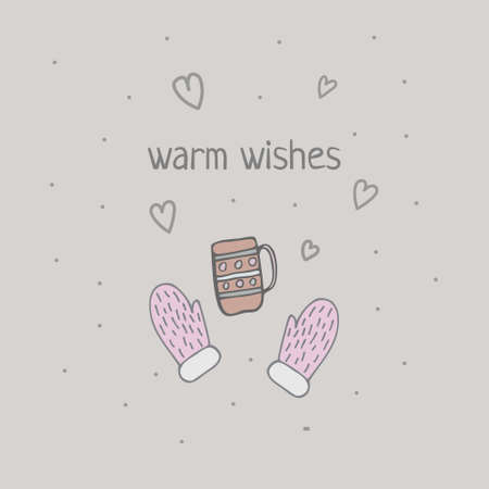 Doodle style, vector. Happy Winter Holiday. Holidays, winter, new year. christmas matching.のイラスト素材