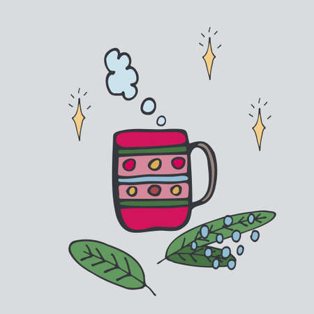 Doodle style, vector. Happy Winter Holiday. Holidays, winter, new year. christmas matching.のイラスト素材