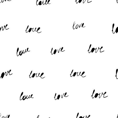 Seamless hand-drawn vector pattern with love doodles, kawaii, cartoon style.のイラスト素材
