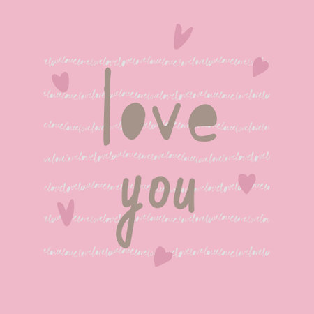 Postcard for Valentine's day hand drawn on white background. Cute hand-written brush lettering. 14 february post card, Greeting Card to Day of Saint Valentine.のイラスト素材