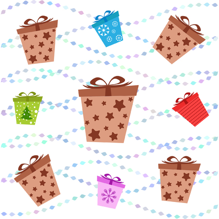 Christmas card, gifts, vector backgroundのイラスト素材