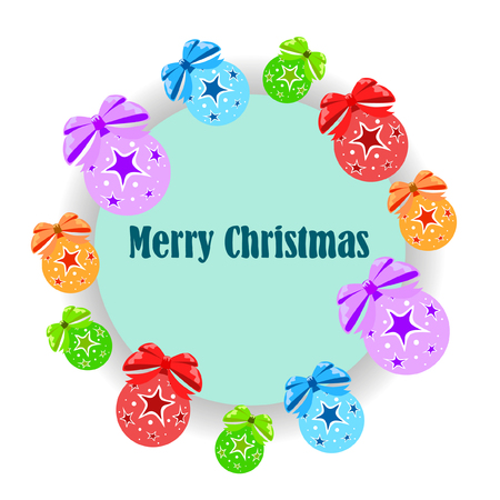Christmas balls, New Year greeting card, vector backgroundのイラスト素材