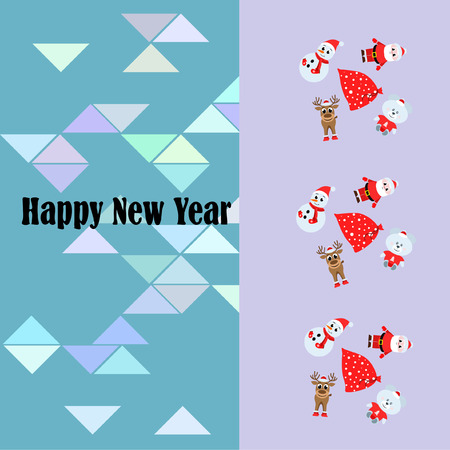 Christmas card, Santa snowman deer bear bag, vector backgroundのイラスト素材