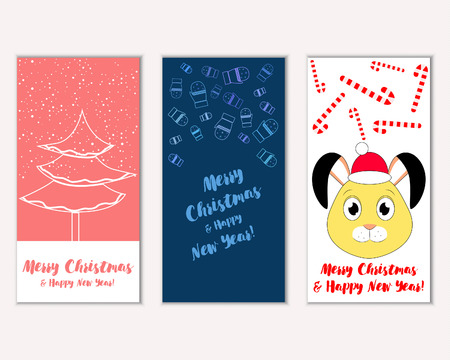 Vector illustration of winter holidays greeting cardsのイラスト素材