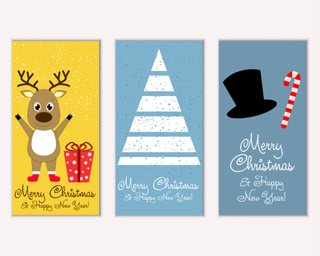 Vector illustration of Merry Christmas and Happy New Year greeting cardsのイラスト素材