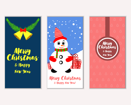Vector illustration of Merry Christmas and Happy New Year greeting cardsのイラスト素材