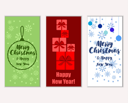Vector illustration of Merry Christmas and Happy New Year greeting cardsのイラスト素材