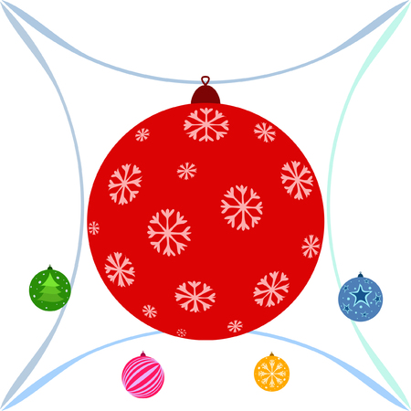 Christmas balls, New Year greeting card, vector backgroundのイラスト素材