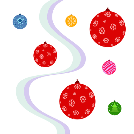 Christmas balls, New Year greeting card, vector backgroundのイラスト素材