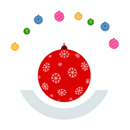 Christmas balls, New Year greeting card, vector backgroundのイラスト素材