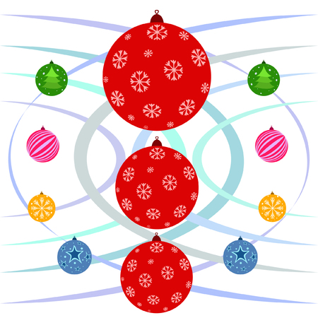 Christmas balls, New Year greeting card, vector backgroundのイラスト素材
