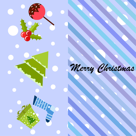 christmas card, candy fir gift christmas sock, vector backgroundのイラスト素材