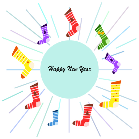 christmas card, christmas sock, vector backgroundのイラスト素材