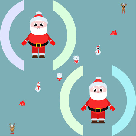 Christmas card, Santa snowman deer bear bag, vector backgroundのイラスト素材