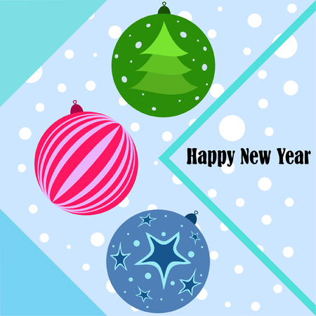 Christmas balls, New Year greeting card, vector backgroundのイラスト素材