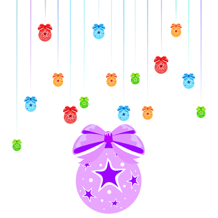 Christmas balls, New Year greeting card, vector backgroundのイラスト素材