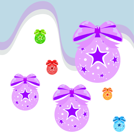 Christmas balls, New Year greeting card, vector backgroundのイラスト素材