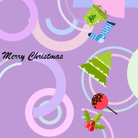 christmas card, candy fir gift christmas sock, vector backgroundのイラスト素材