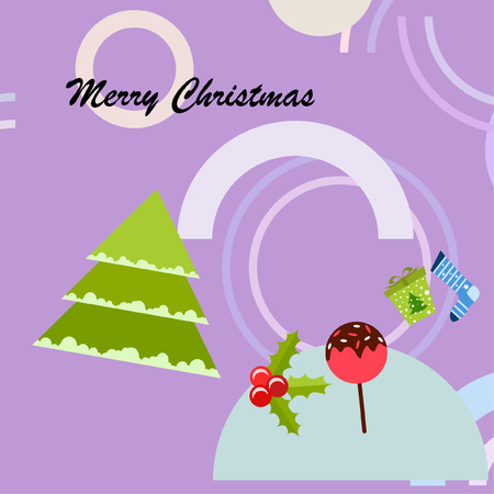 christmas card, candy fir gift christmas sock, vector backgroundのイラスト素材