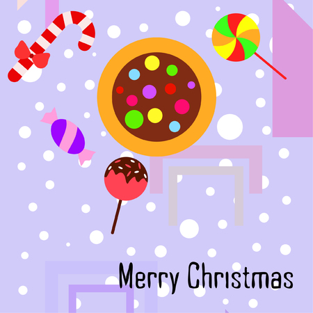 Christmas card, Christmas candy, vector backgroundのイラスト素材