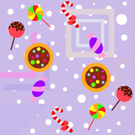 Christmas card, Christmas candy, vector backgroundのイラスト素材