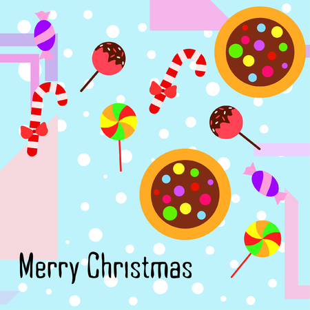 Christmas card, Christmas candy, vector backgroundのイラスト素材