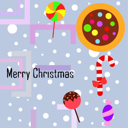 Christmas card, Christmas candy, vector backgroundのイラスト素材