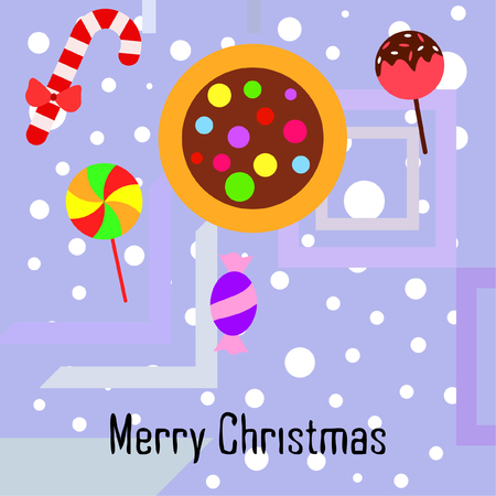 Christmas card, Christmas candy, vector backgroundのイラスト素材