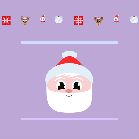 Christmas card, Santa snowman deer bear bag, vector backgroundのイラスト素材