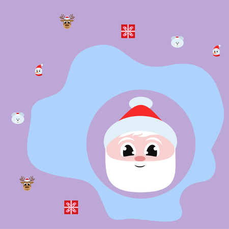 Christmas card, Santa snowman deer bear bag, vector backgroundのイラスト素材