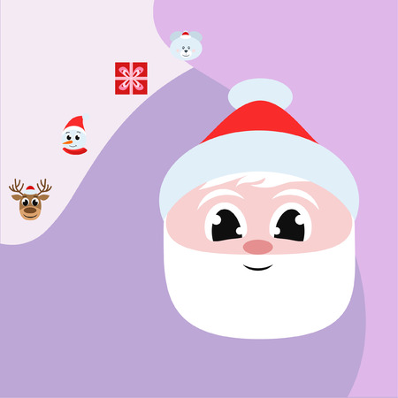 Christmas card, Santa snowman deer bear bag, vector backgroundのイラスト素材