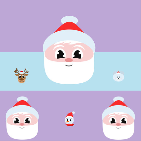 Christmas card, Santa snowman deer bear bag, vector backgroundのイラスト素材