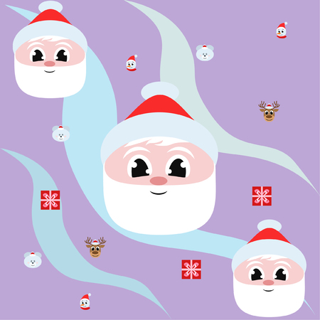 Christmas card, Santa snowman deer bear bag, vector backgroundのイラスト素材