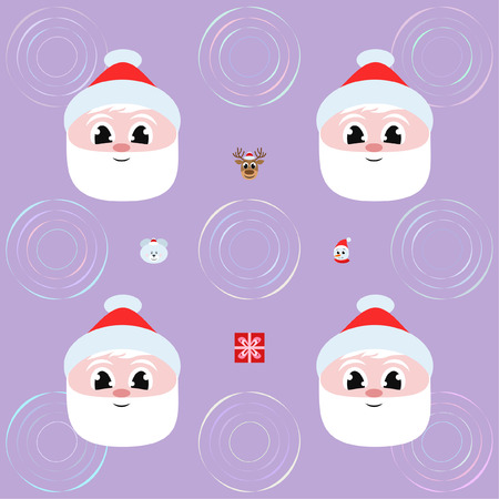 Christmas card, Santa snowman deer bear bag, vector backgroundのイラスト素材