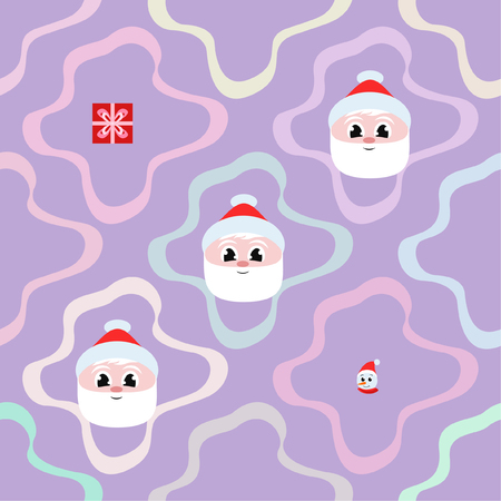 Christmas card, Santa snowman deer bear bag, vector backgroundのイラスト素材