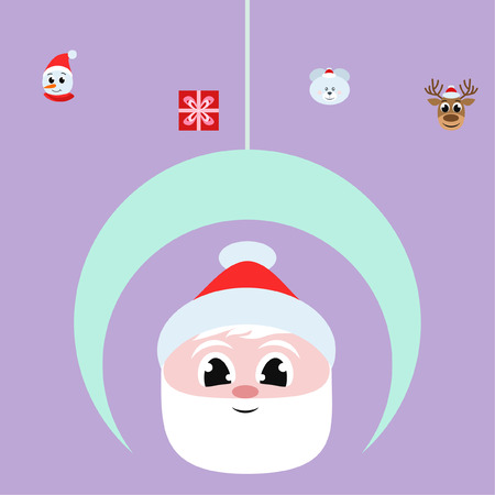 Christmas card, Santa snowman deer bear bag, vector backgroundのイラスト素材