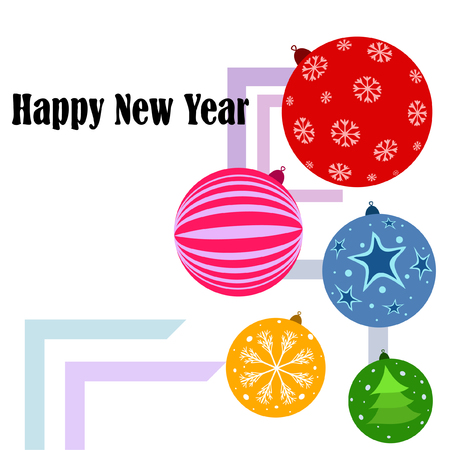 Christmas balls, New Year greeting card, vector backgroundのイラスト素材